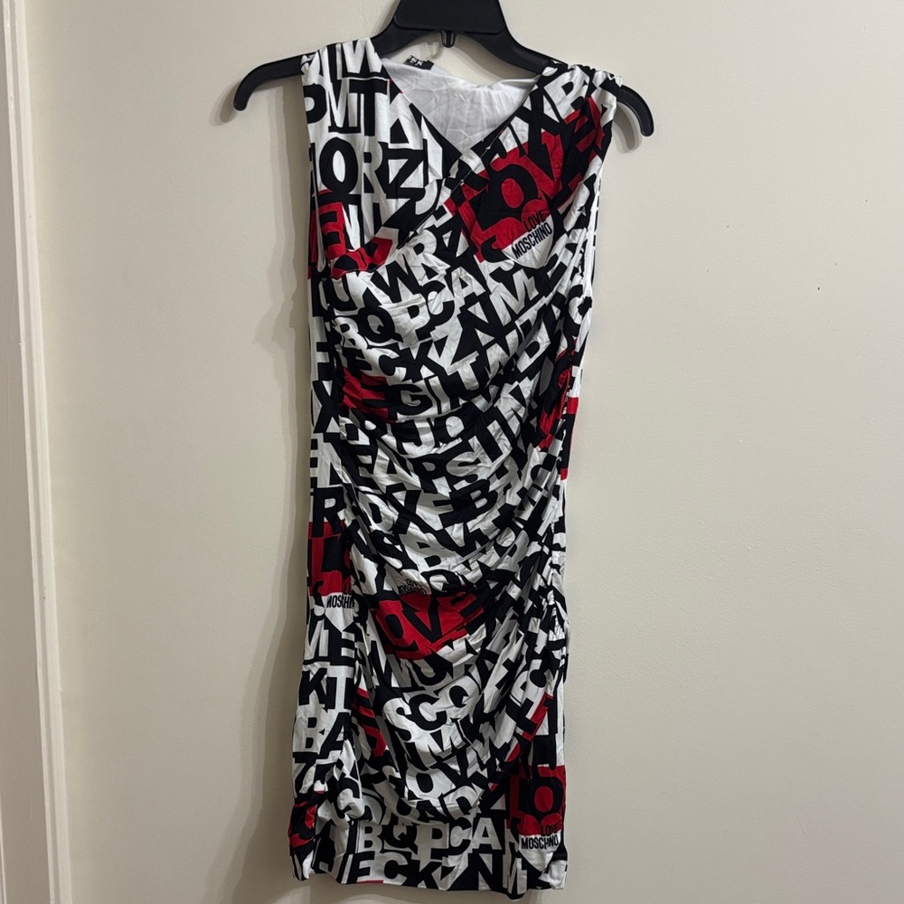 Love Moschino Graphic Mini Dress - Black, White, Red